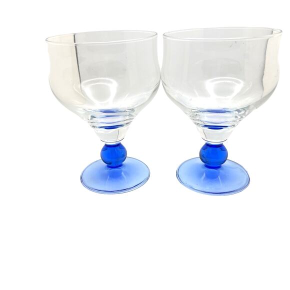Pair of BORMIOLI ROCCO Minorca Blue Glass Dessert Goblets MADE IN ITALY - Picture 2 of 3